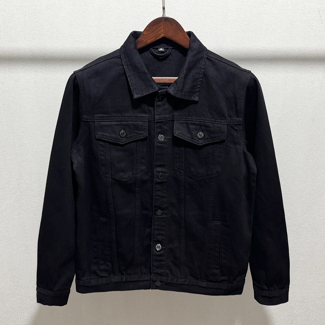 简约黑色牛仔外套男士秋冬季加绒加厚保暖夹克潮流休闲宽松牛仔衣