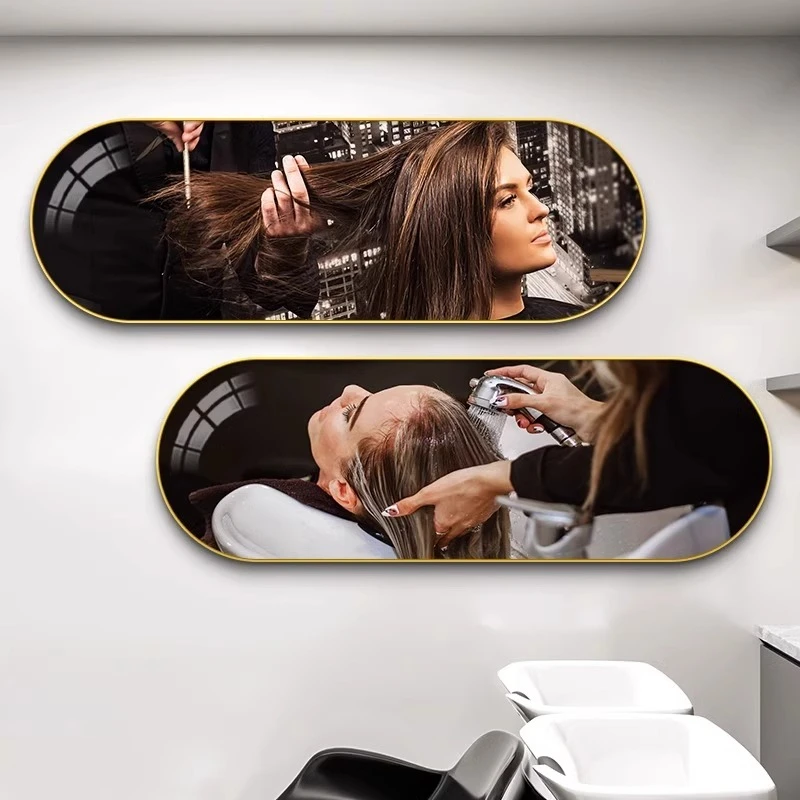 美发店装饰画理发店发廊布置壁画高级感发型艺术海报背景墙面挂画