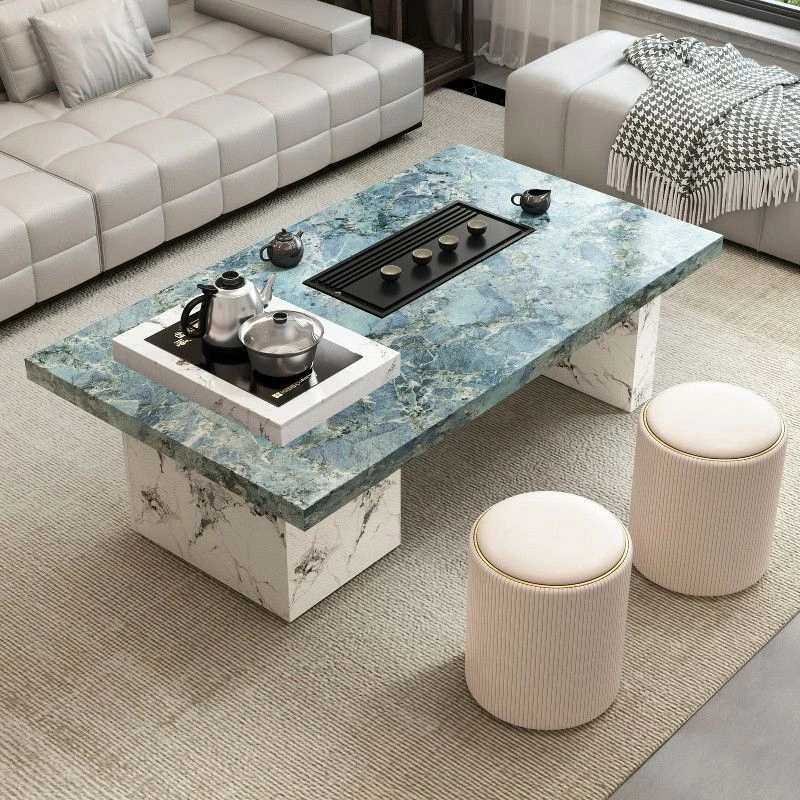 轻奢简约大理石岩板功夫茶几煮茶家用多功能出租房阳台客厅泡茶桌
