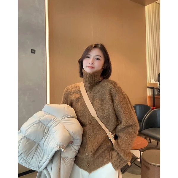 【落叶】温暖整个冬天~加厚圈圈纱显白保暖毛衣开衫