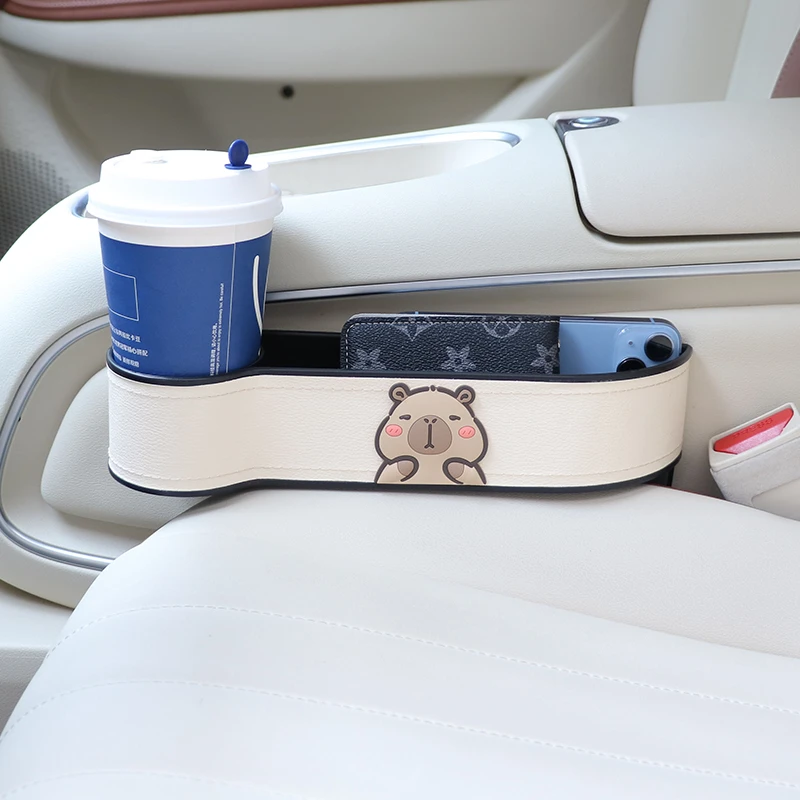汽车夹缝收纳盒车内座椅缝隙多功能储物盒卡皮巴拉可爱中间置物盒