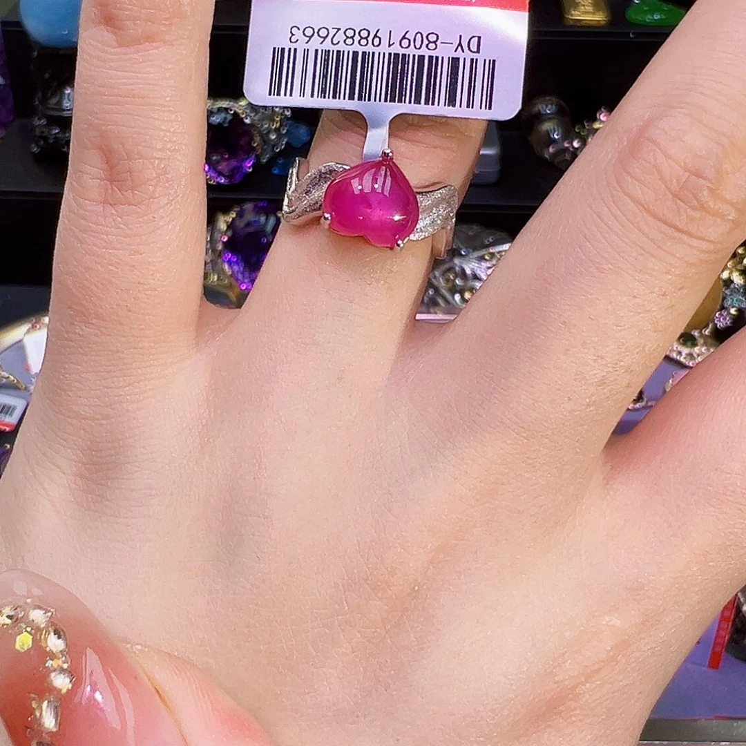 戒指银S925镶嵌红宝石