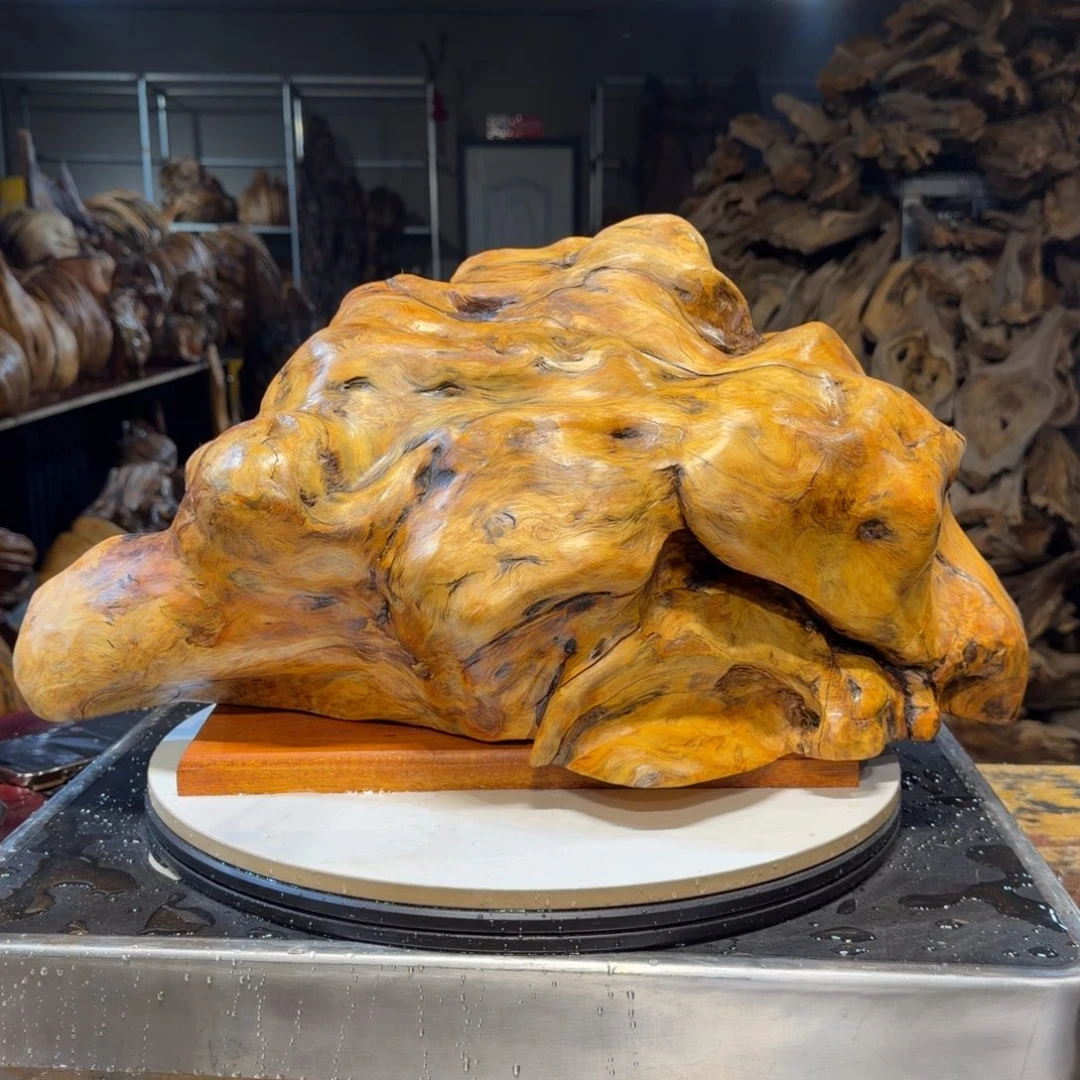 平***心木王一刀琥珀木摆件39