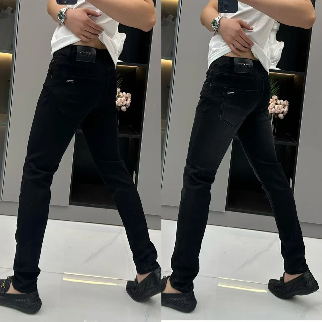 2508男士英伦风黑灰牛仔裤bf轻奢大气显瘦休闲小脚牛仔裤