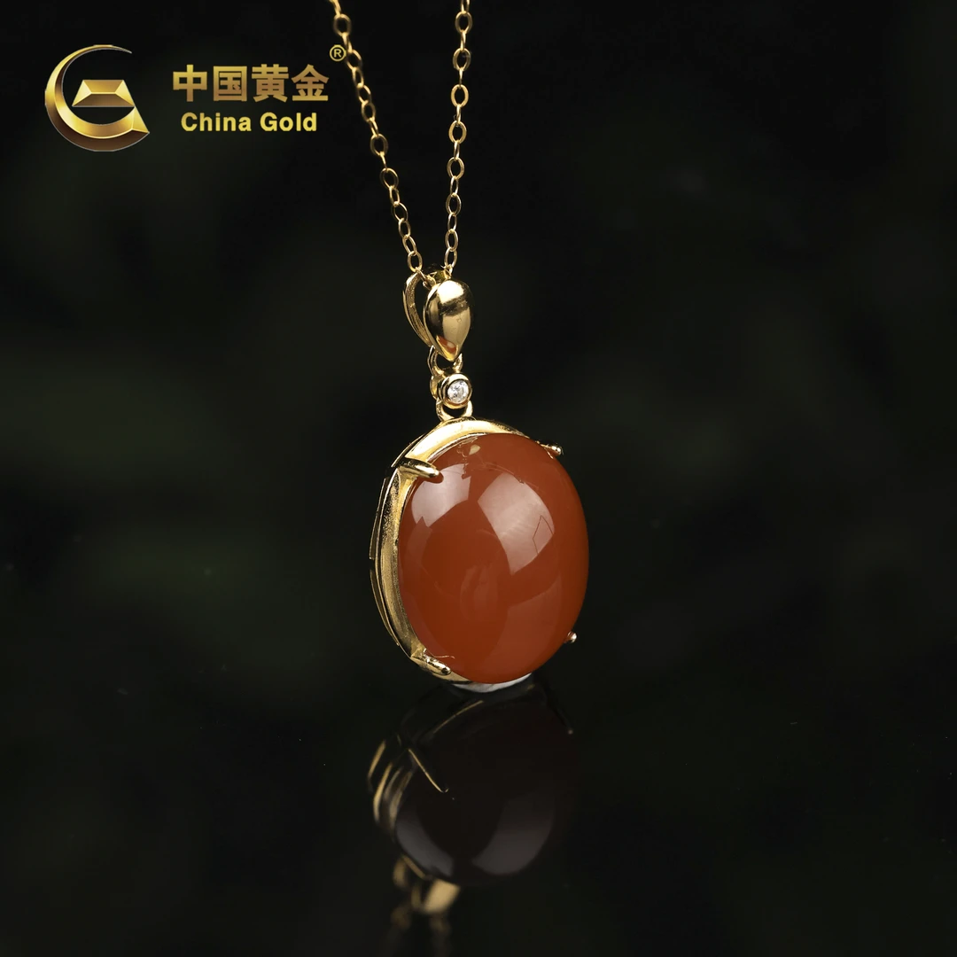 【中国黄金】熙鸿 | 南红*吊坠*S925银镶嵌-X2862-格