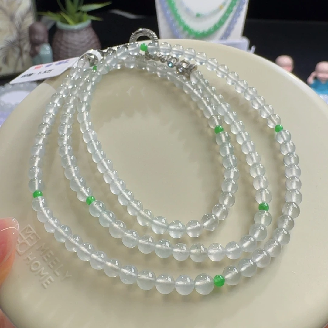 淼***，未镶嵌手链翡翠高冰玻璃钢小米珠4.3mm