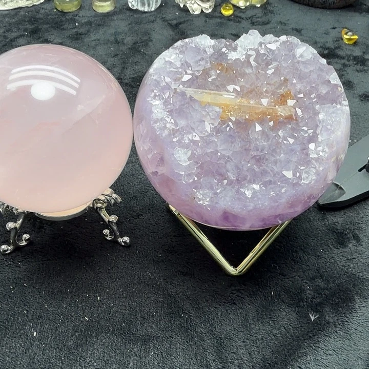 青***瓷摆件未镶嵌紫晶开口笑全抛天然水晶