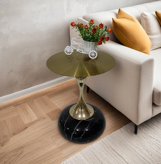 J轻奢客厅沙发边几小蛮腰不锈钢面意式极简床头角几圆几茶几创意