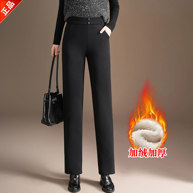 正品2025新款冬季加绒加厚高腰弹力显瘦紧身小脚铅笔裤靴裤女外穿