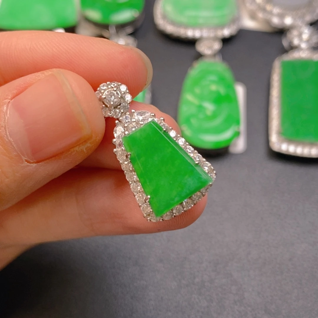 翡翠银S925镶嵌吊坠(不含链)