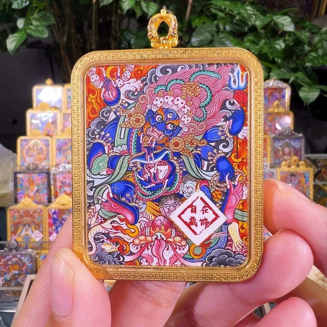 吊坠大黑天热贡纯手绘唐卡