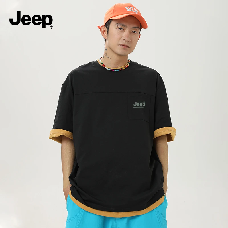 JEEP/吉普t恤男2025新款冰丝口袋速干半袖衫男士夏季透气凉感体恤