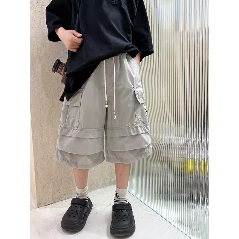 2025夏季男女童短裤工装裤凉感中大童宽松五分裤66832