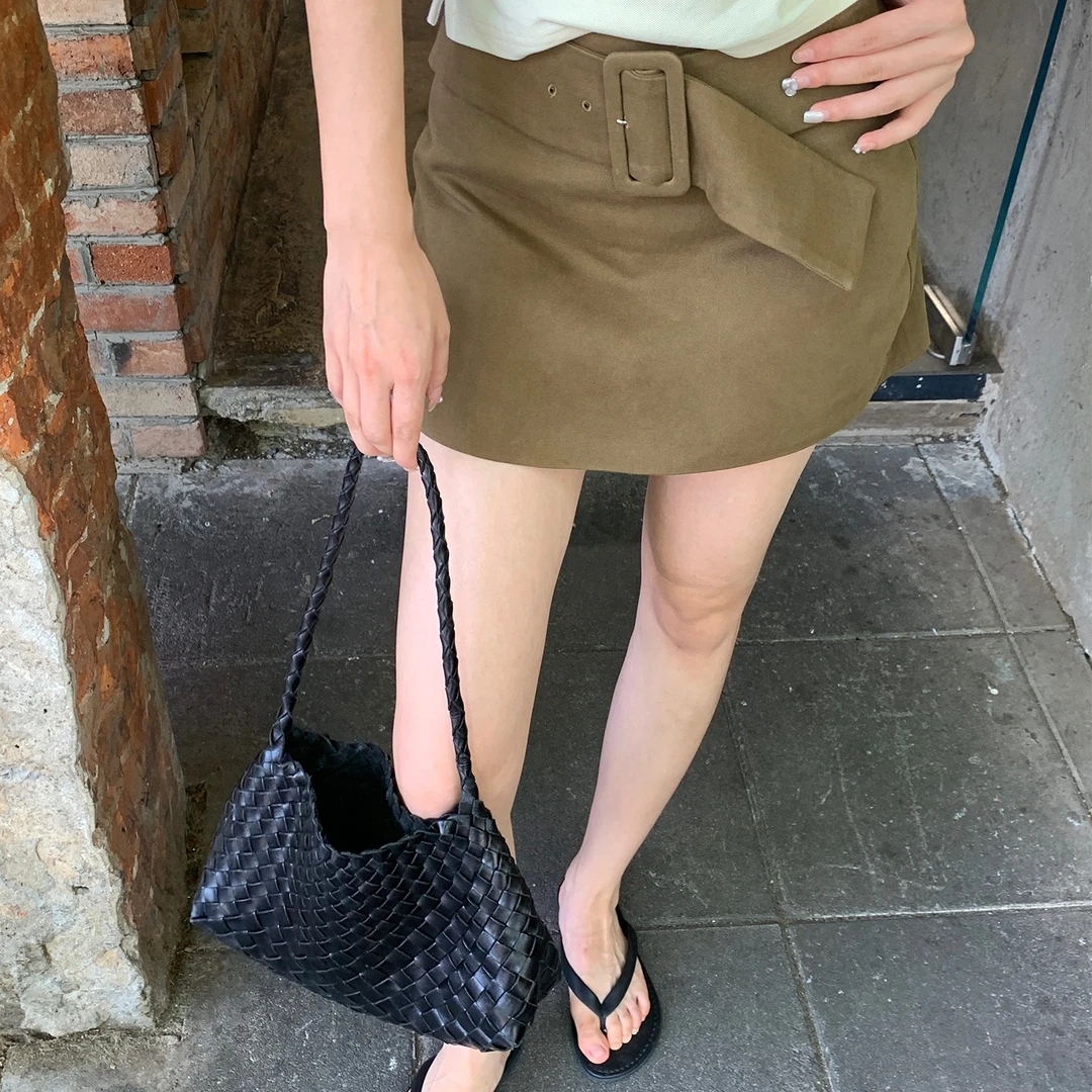 【暮色旅人】RARE ZZ 美式工装系列复古扣袢腰带包臀显白短裙