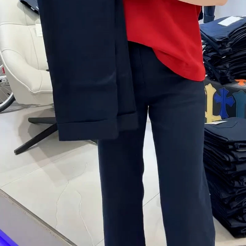 2025年大码夏季新款直筒牛仔裤女胖mm梨形身材弹力烟管法棍裤子