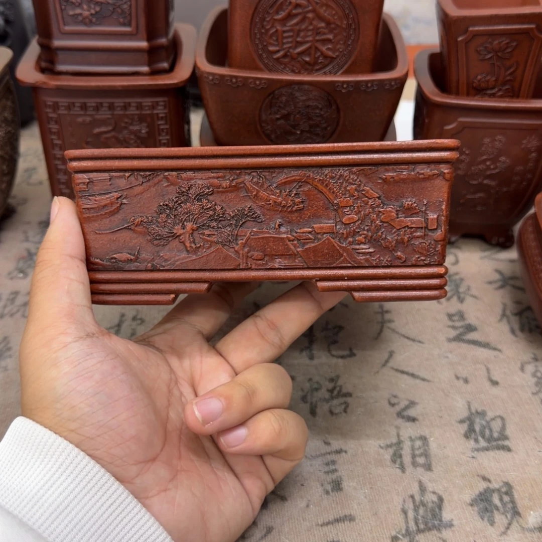 紫砂花盆14x10.5x5内经紫砂花盆