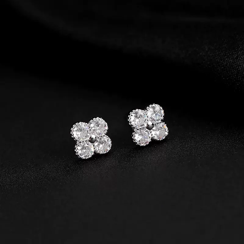 四叶草耳钉·纯银·熹棠气质纯银时尚百搭养耳洞睡觉免摘