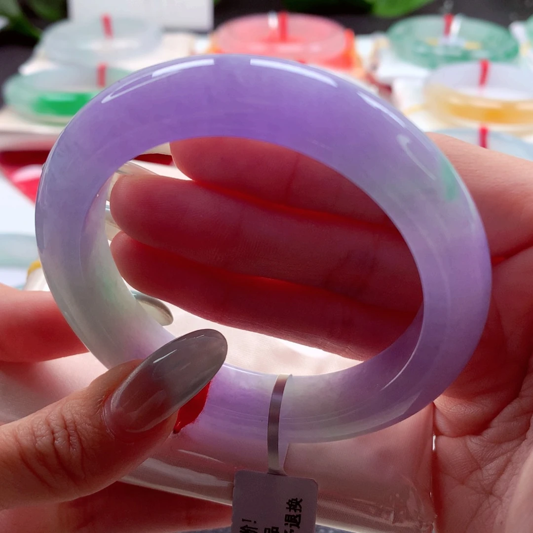 翡翠手镯未镶嵌54 莫奈花园 高货微瑕 灵