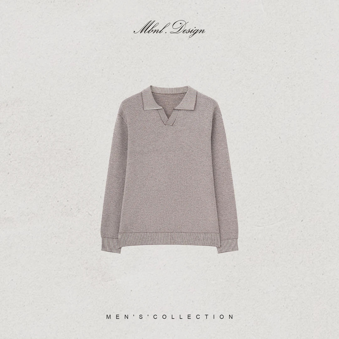 MBNL-F「K.12-Pin」秦磊男装460g羊毛定织棋盘格软糯长袖LL-WSY1226