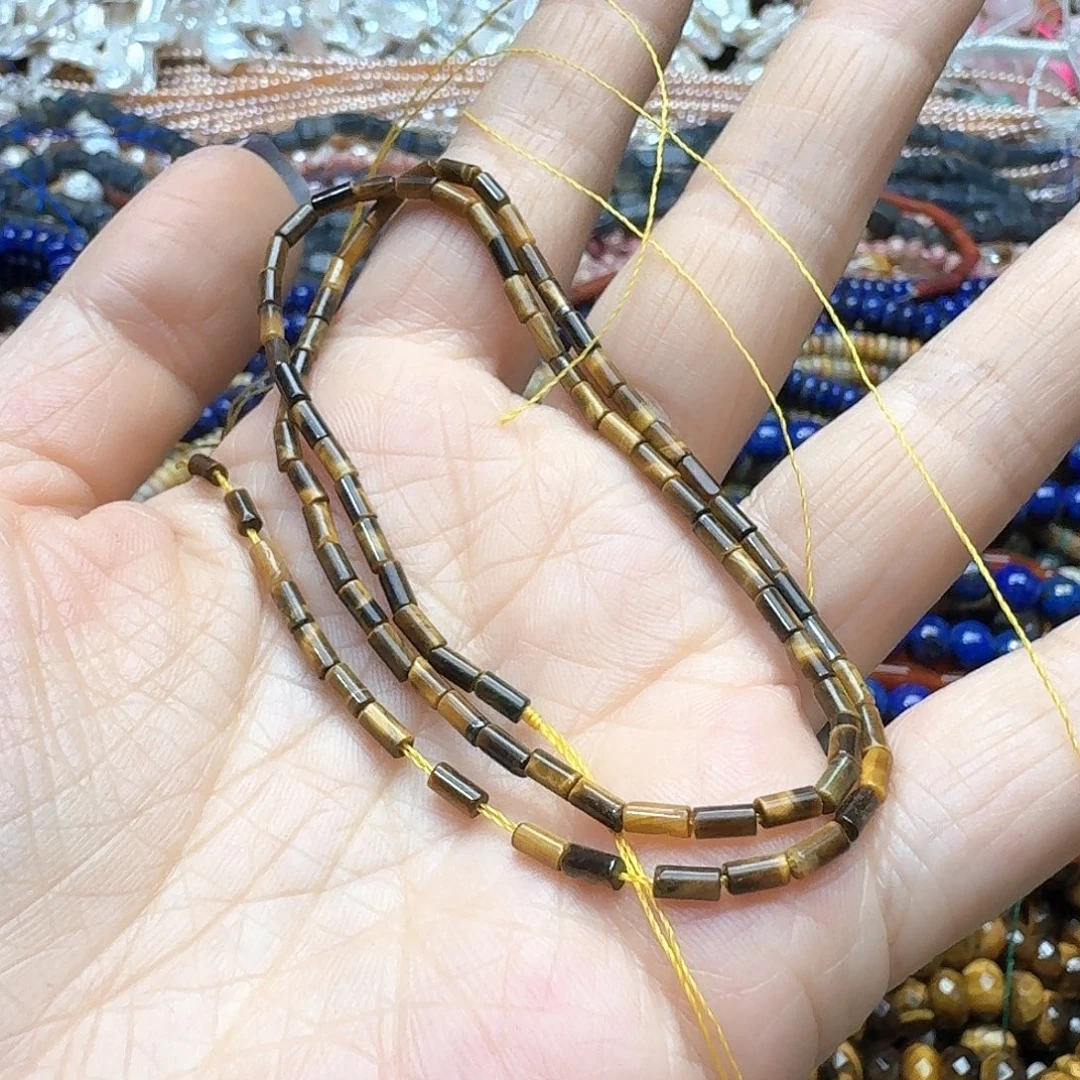 玛瑙/玉髓未镶嵌珠宝半成品一条2x4m虎眼管珠