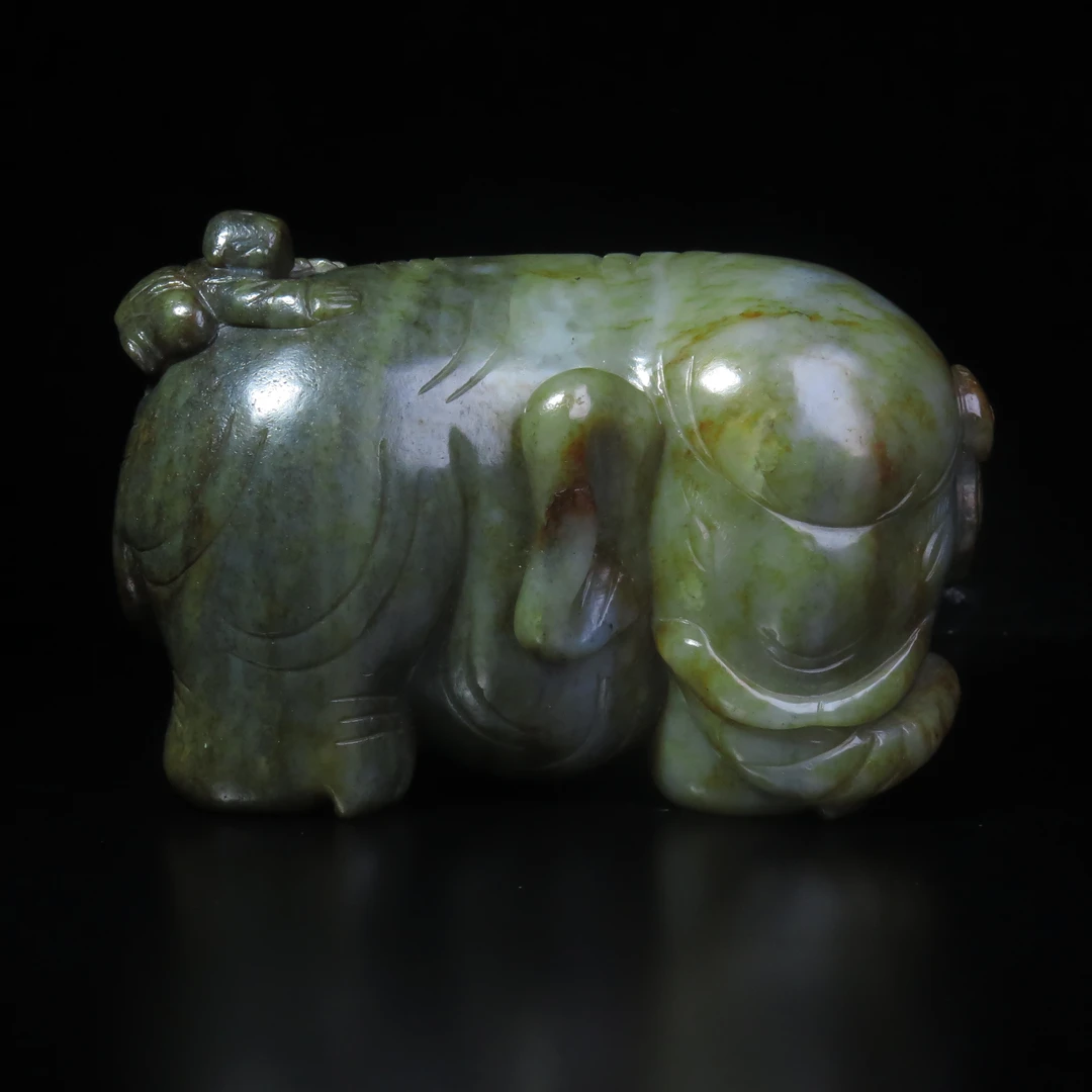 民国童子洗象摆件/MZ517346/和田玉/民族文物