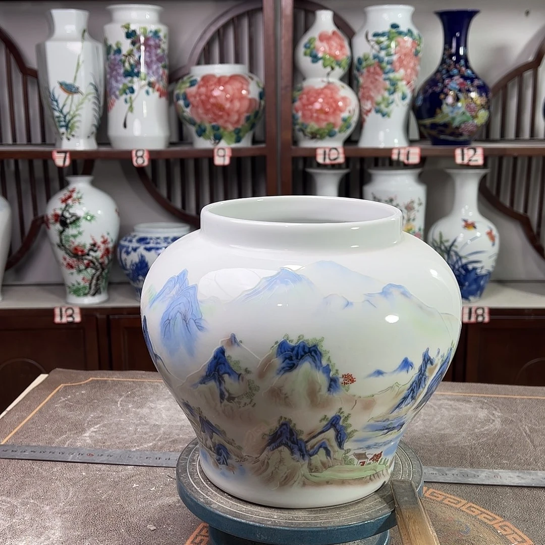 摆件陶景德镇陶瓷大口千里