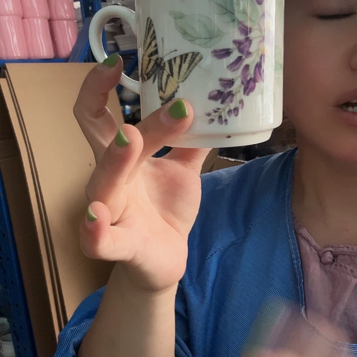 外贸尾单高温陶瓷微瑕紫花杯子