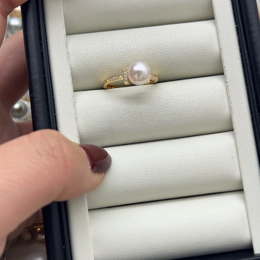 戒指海水珍珠银S925镶嵌