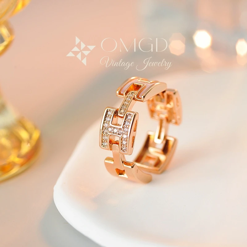 铜合金合成锆石戒指 【D1044】戒指 HJ轻奢时尚设计款