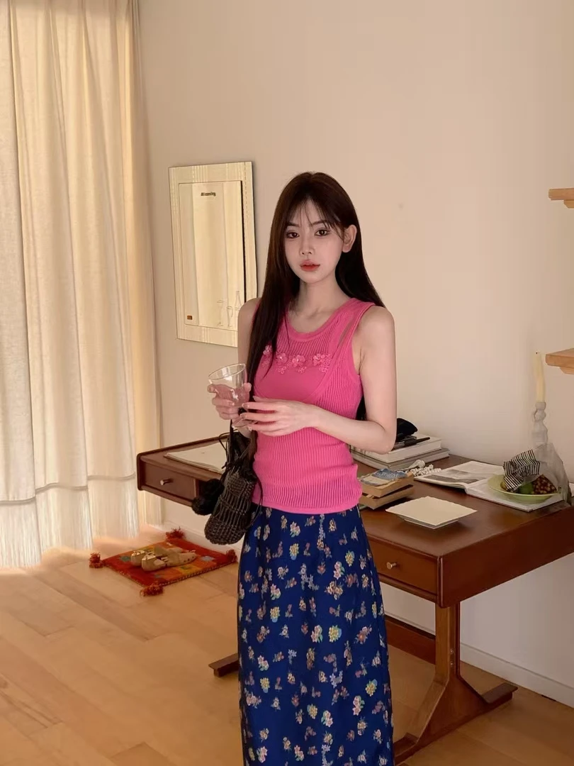 显白粉色无袖吊带背心女夏季韩版洋气外穿时尚小众百搭上衣