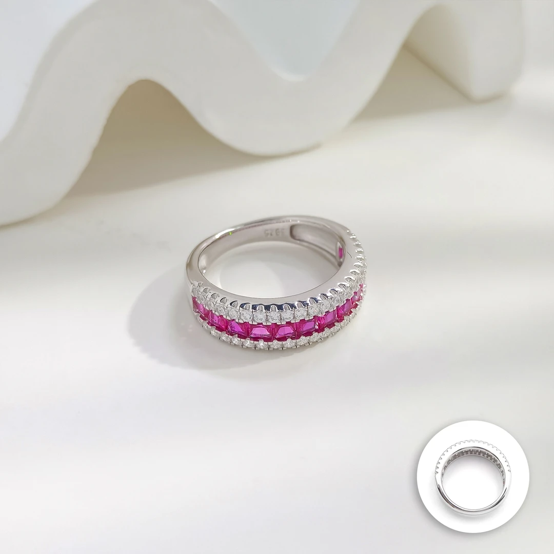 红宝石 BZHF-007076 【朱痕蚀刻】S925银 贵气精致女款戒指