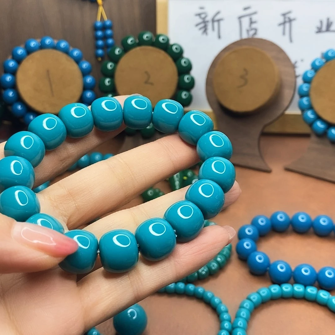 DIY玻璃最**姐蓝绿色卡14手链一条