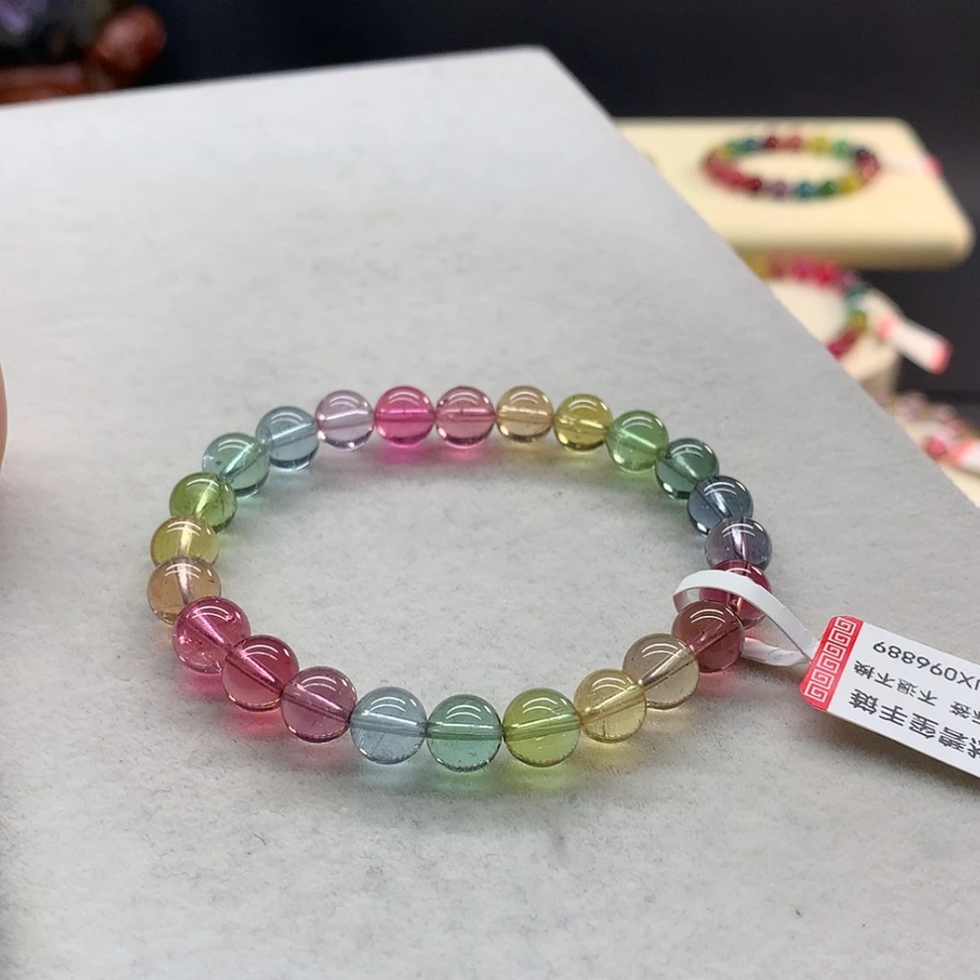 【闪购商品】未镶嵌手链碧玺荧光色标单圈7.2