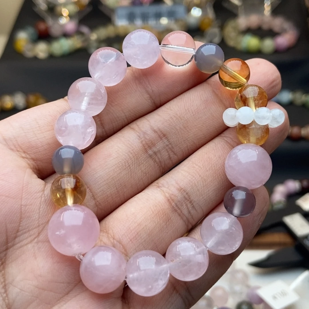合金手链水晶粉水晶