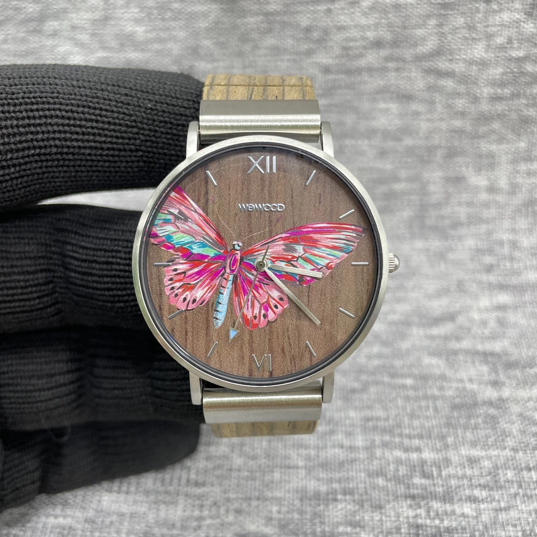 奢品级欧洲高端品牌女士手表个性时尚精钢木质表带设计高级柜售4k