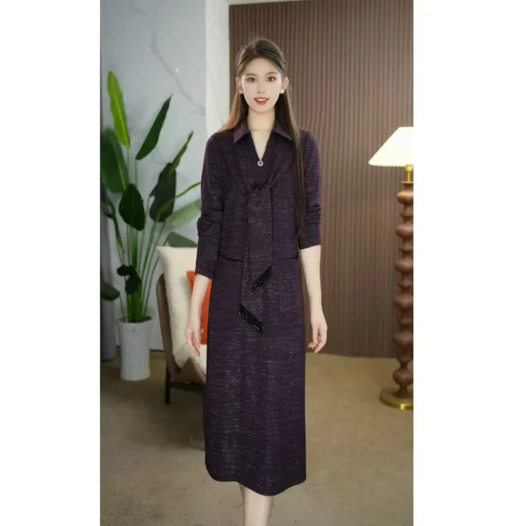 【连衣裙】秋季新款大码长袖时尚气质洋气大方修身显瘦减龄连衣裙