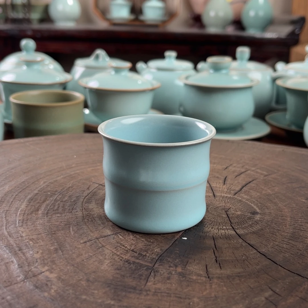 仿古天青釉两竹节1111