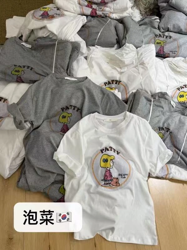 韩版小女孩印花短袖T恤女2025夏新款简约百搭宽松