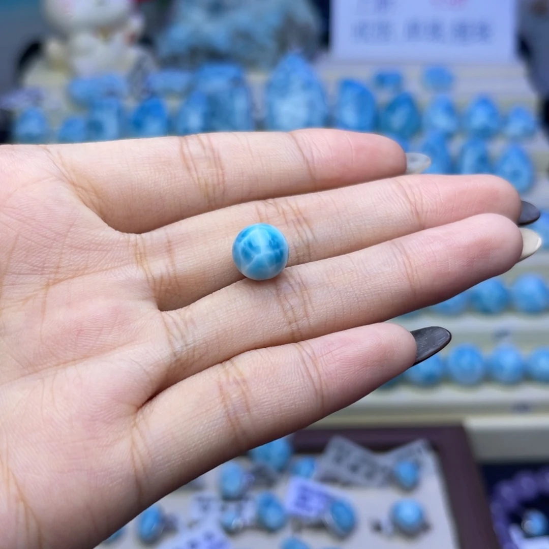 银S925镶嵌针钠钙石（海纹石）珠宝半成品