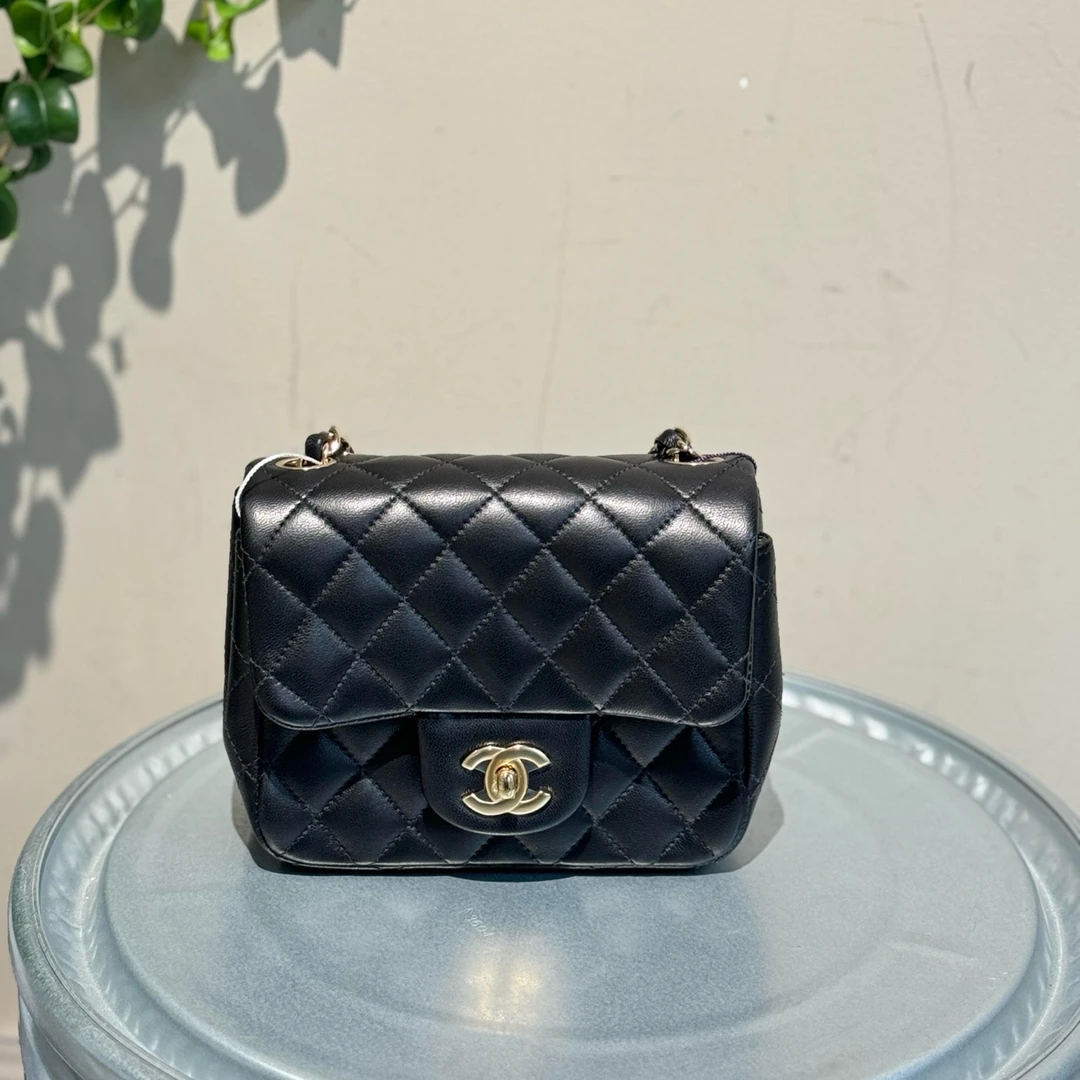 99新 Chanel/香奈儿 98新 30开 香奈儿chanel 黑金方胖子  羊皮