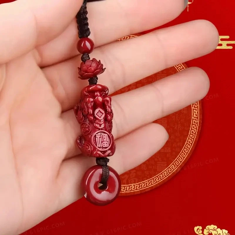 【师傅推荐】正品红沙貔貅钥匙扣生肖寓意钥匙扣新年貔貅钥匙扣挂饰