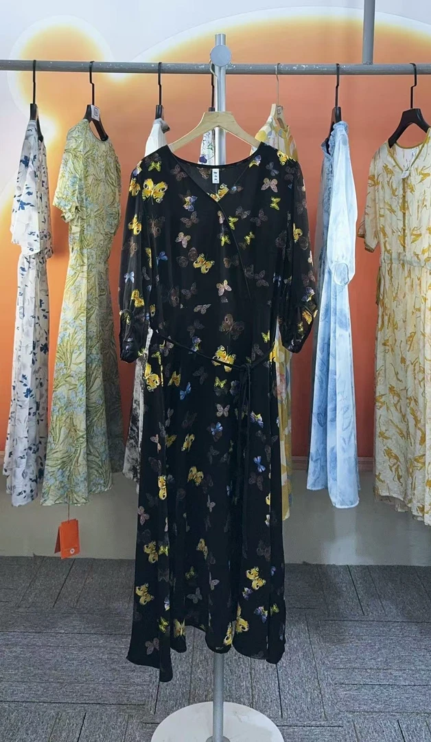 连衣裙时尚长裙女士圆领印花百搭新中式背带款夏季T159