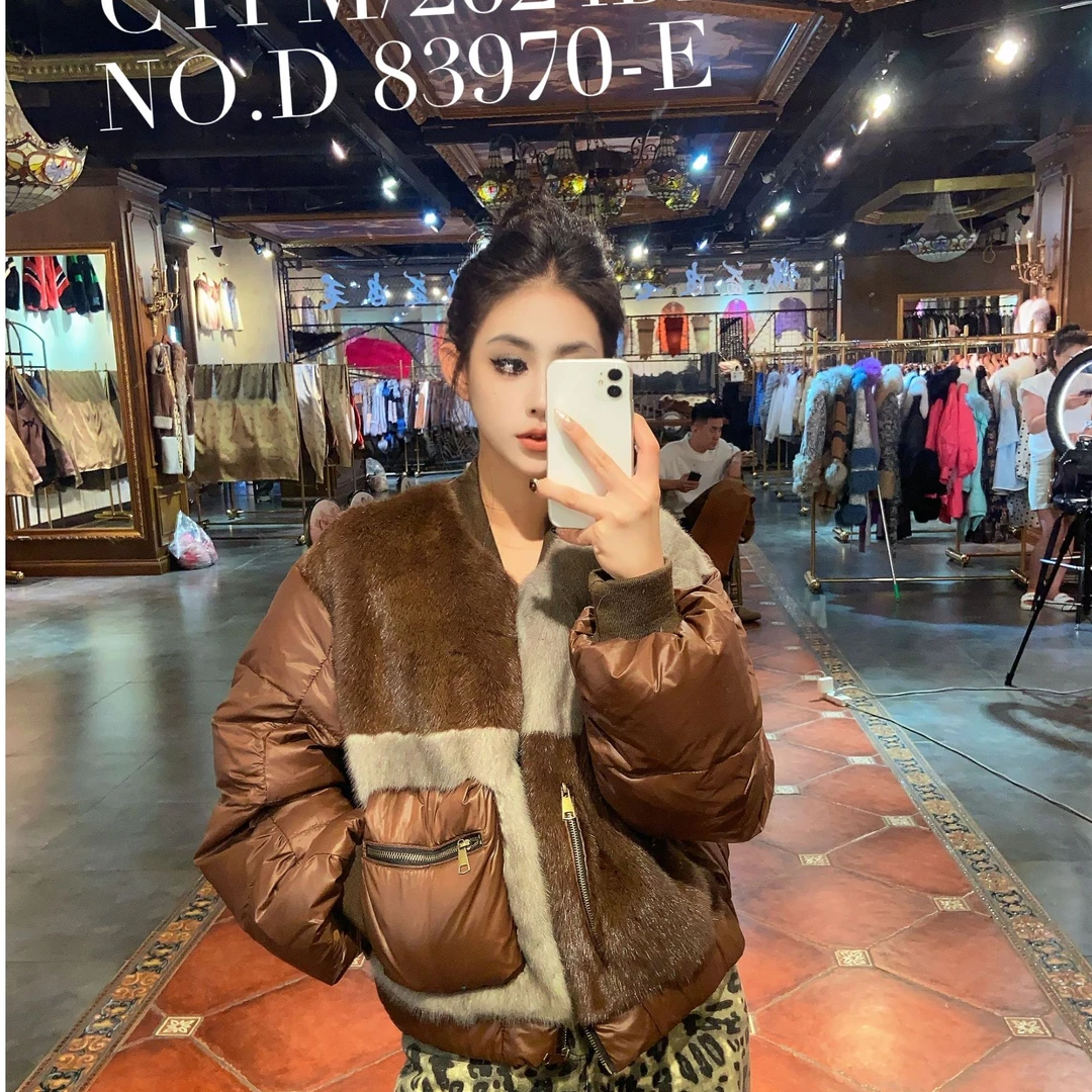 【CY】 83970-E 2024冬季新款轻奢水貂鹅绒服皮草外套