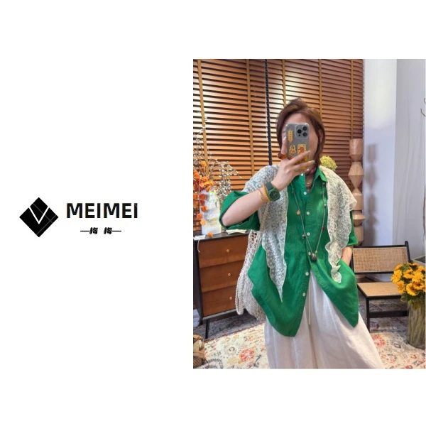 XMM.【进口100亚麻短袖衬衣】气质网红轻奢时尚百搭潮流时尚-GZ7867
