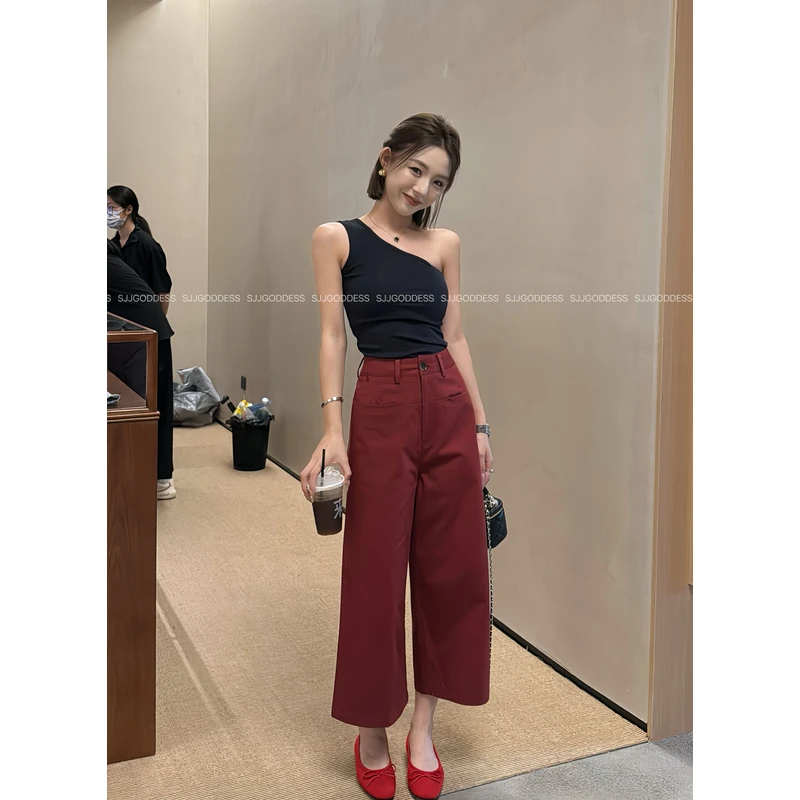 【娇娇私服定制】新款上新高腰时尚休闲八分裤（裤长80）50809#