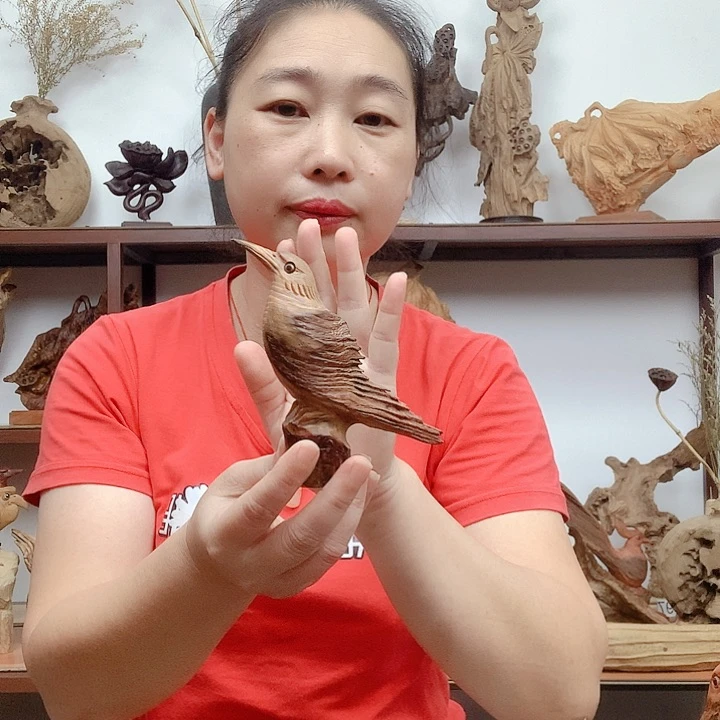 俊***鸣松木松香木小鸟摆件