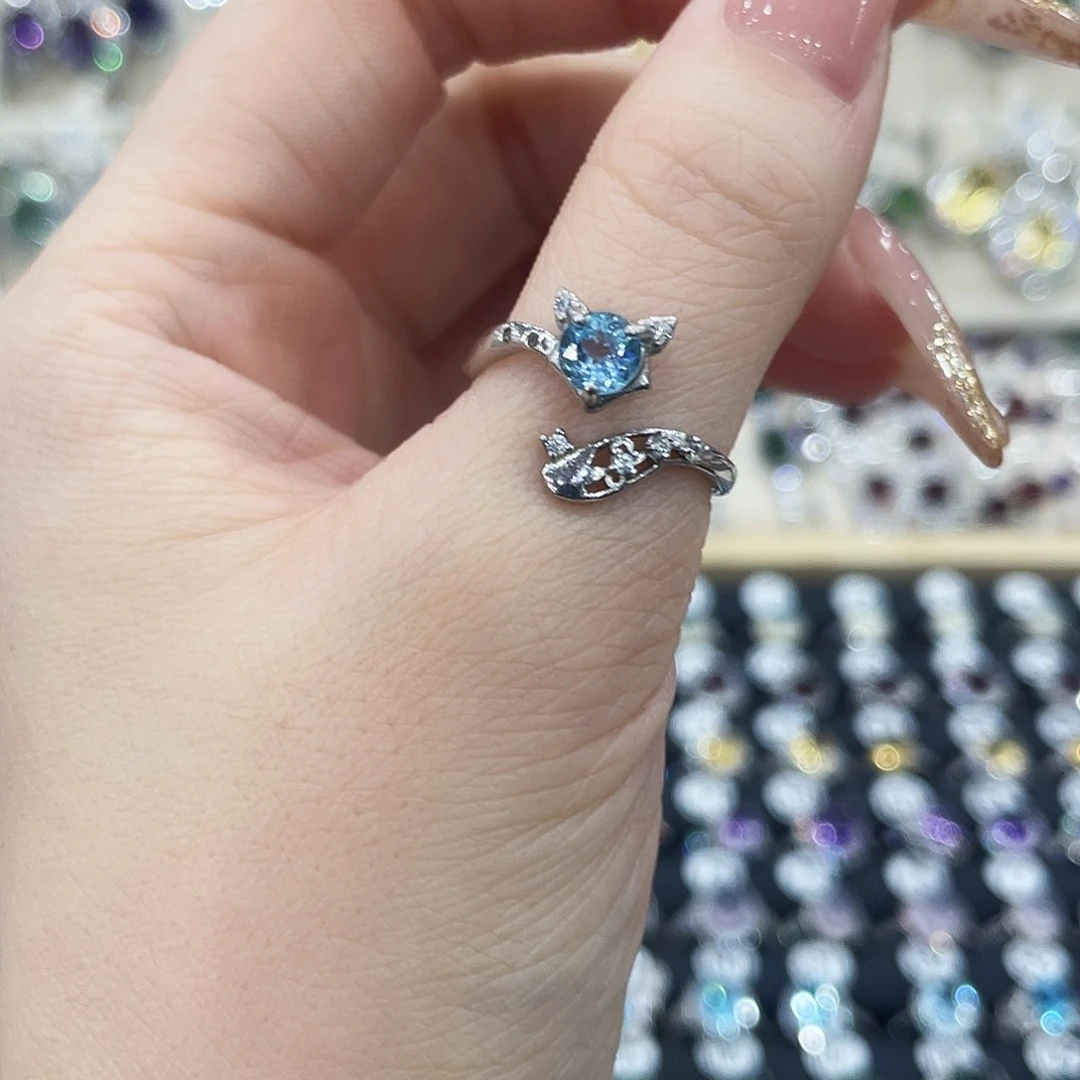 托帕石戒指银S925镶嵌戒指