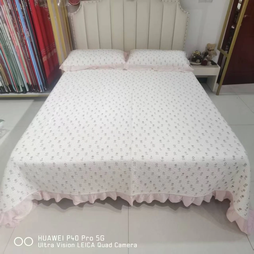 云小棉床盖三件套吸汗透气亲肤粉色仙女韩式