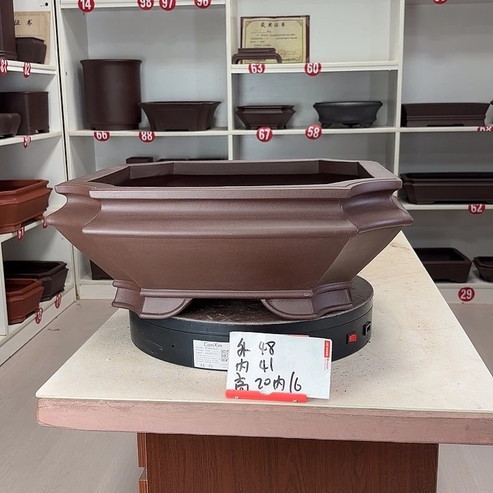 紫砂花盆大切角四方