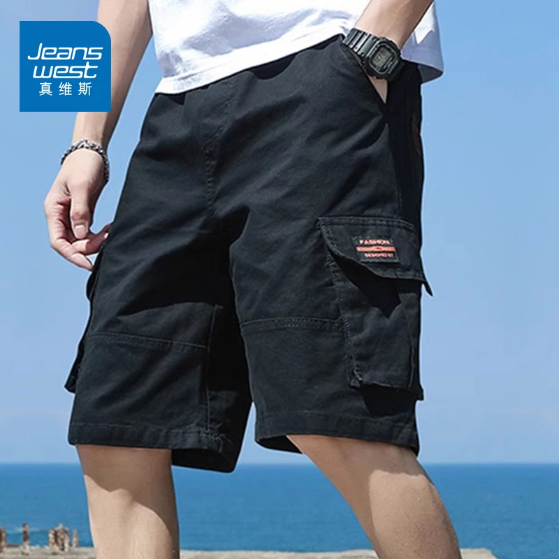 真维斯2025夏季新款纯棉短裤男工装潮牌美式直筒宽松五分裤